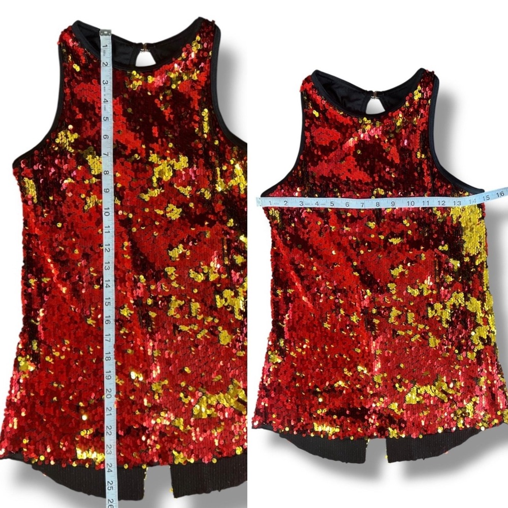 Weissman Sequin Dance Costume Tank Top Womens‎ Small Red Gold Racerback 12317 - Picture 6 of 7
